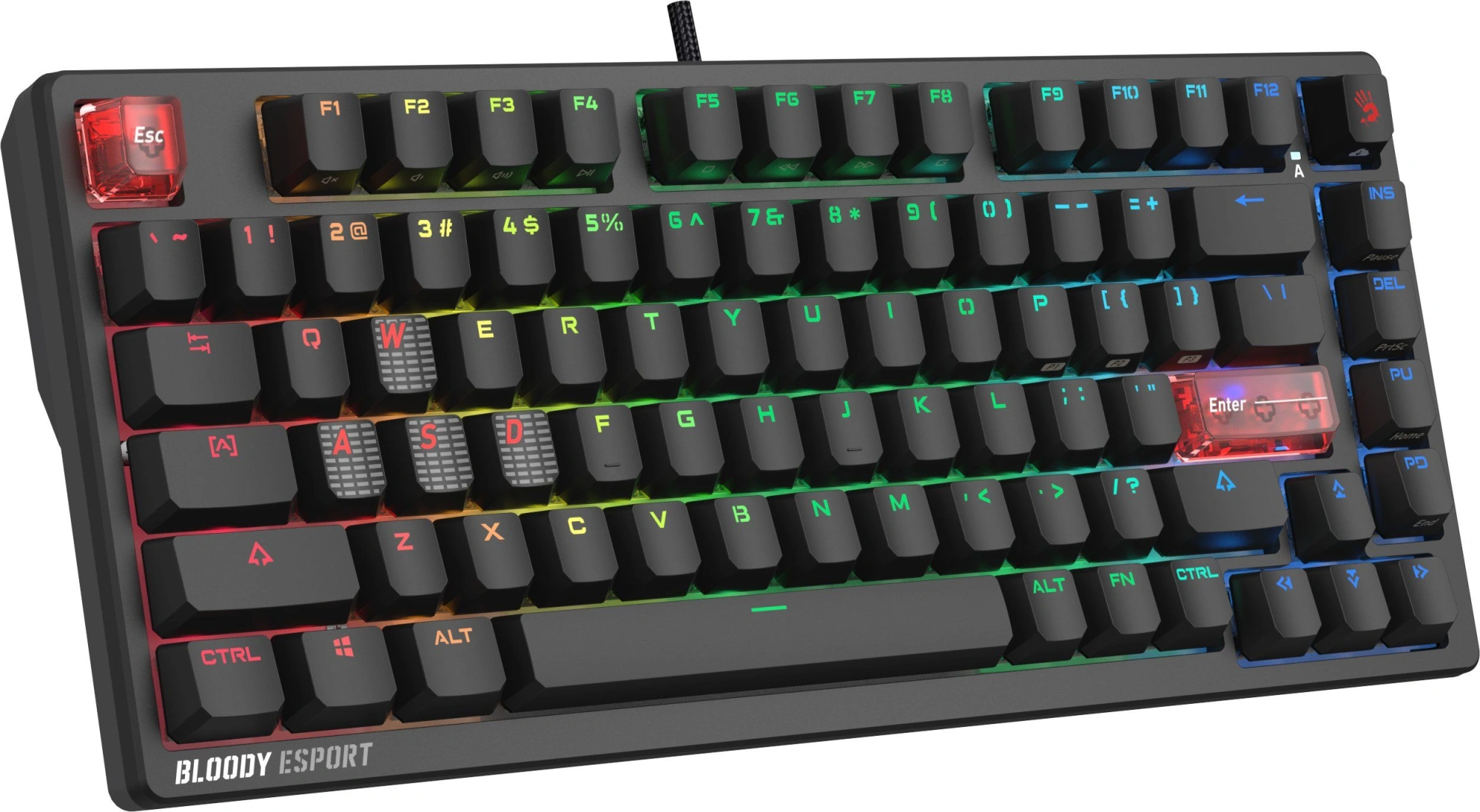 Клавиатура A4Tech MS76 механическая черный USB Multimedia for gamer LED кабель 1.8м — миниатюра 3
