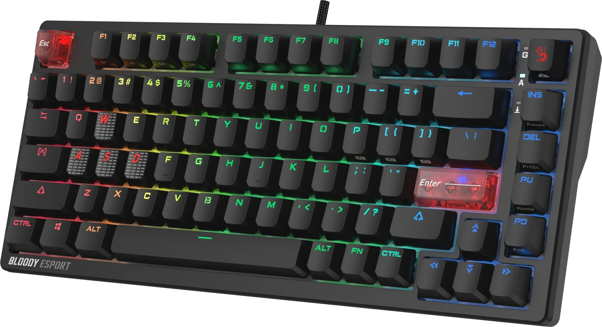 Клавиатура A4Tech MS76 механическая черный USB Multimedia for gamer LED кабель 1.8м — миниатюра 4