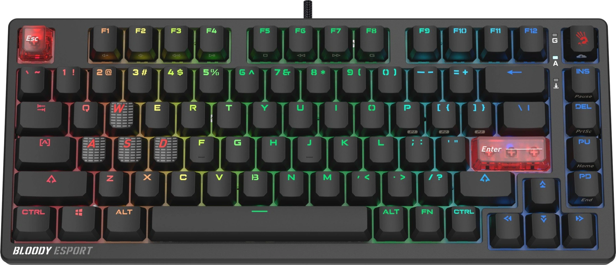 Клавиатура A4Tech MS76 механическая черный USB Multimedia for gamer LED кабель 1.8м — миниатюра 7