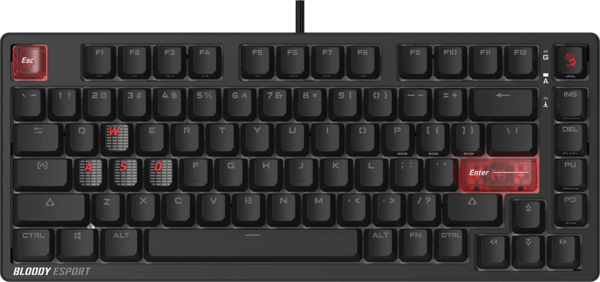 Клавиатура A4Tech MS76 механическая черный USB Multimedia for gamer LED кабель 1.8м — миниатюра 12