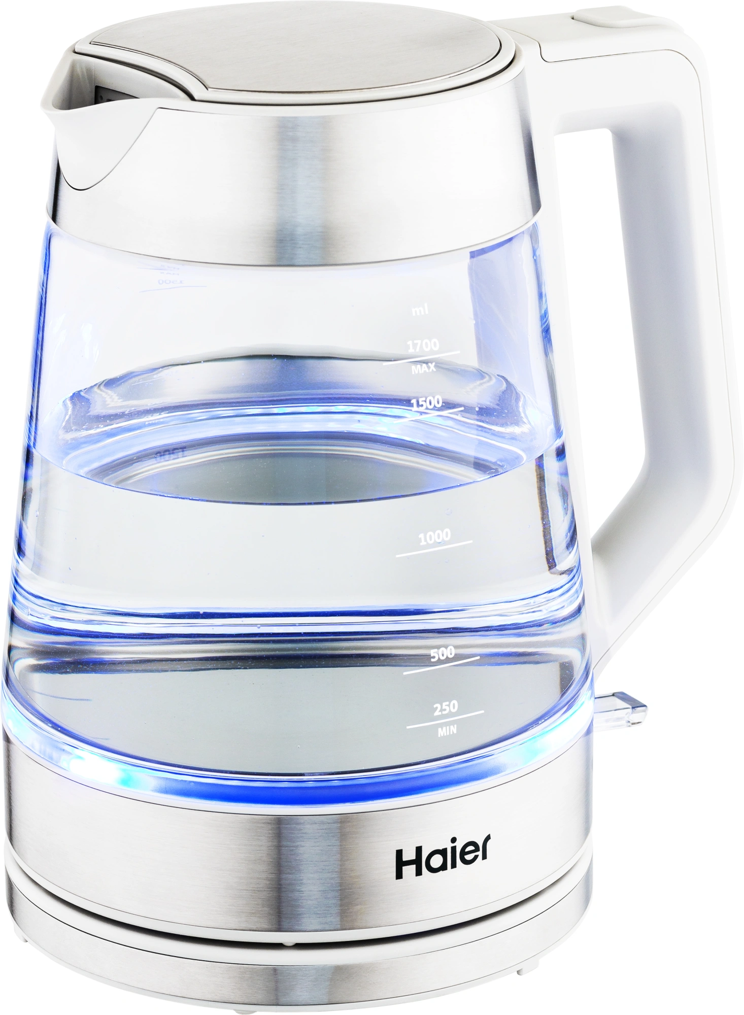 Чайник электрический Haier HK-500 1.7л. 2200Вт серый/белый корпус: стекло/пластик (TD0029955RU) — фото 1