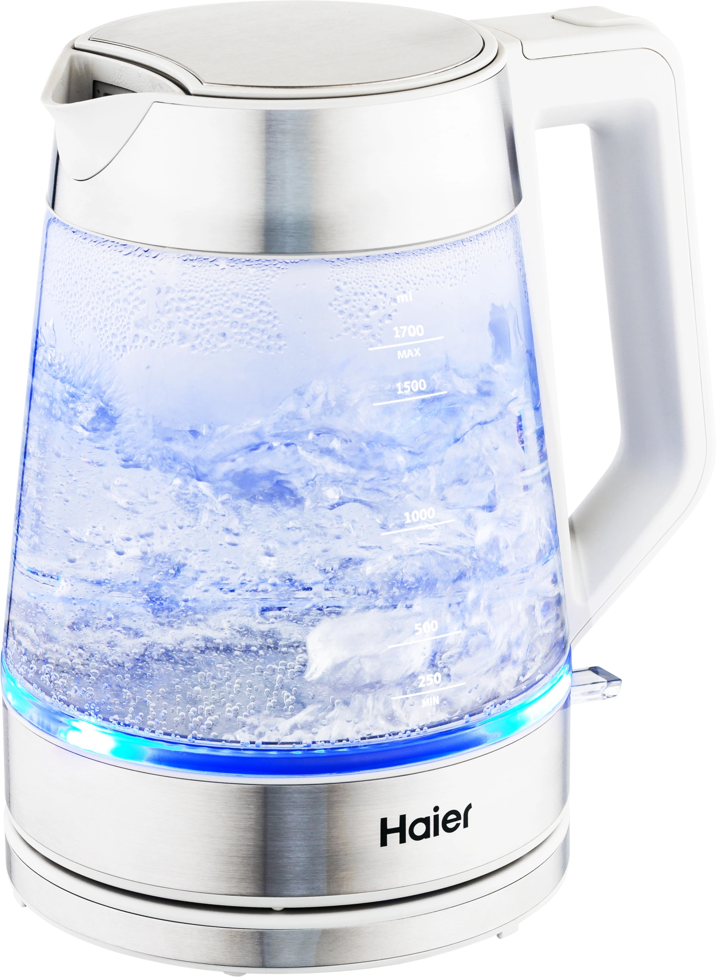 Чайник электрический Haier HK-500 1.7л. 2200Вт серый/белый корпус: стекло/пластик (TD0029955RU) — миниатюра 2