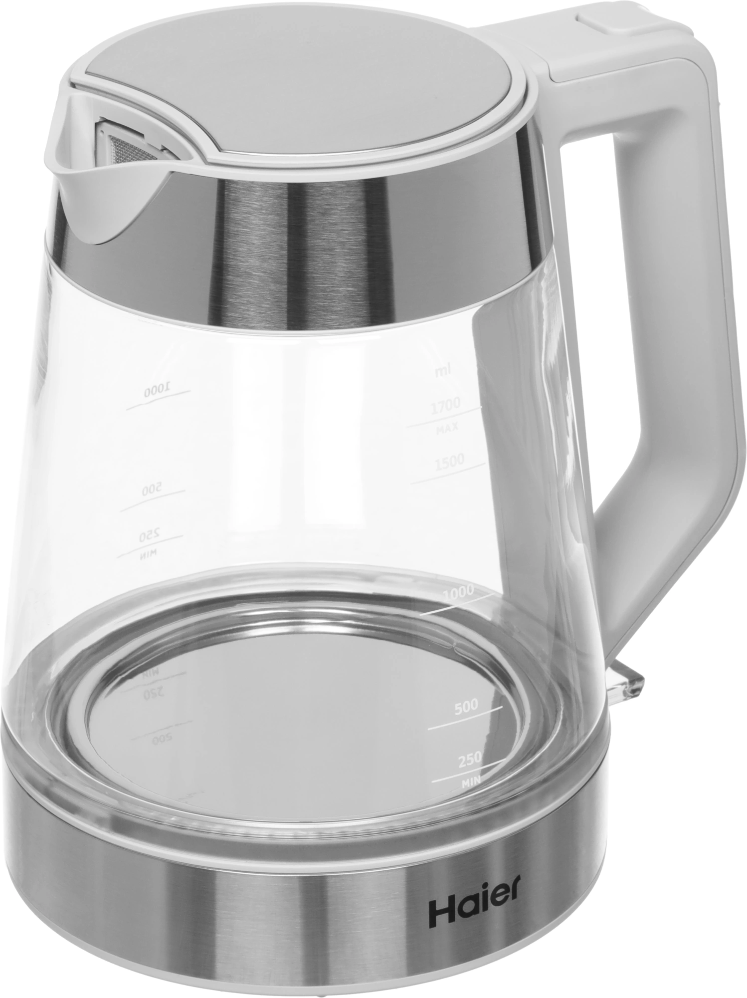 Чайник электрический Haier HK-500 1.7л. 2200Вт серый/белый корпус: стекло/пластик (TD0029955RU) — миниатюра 3