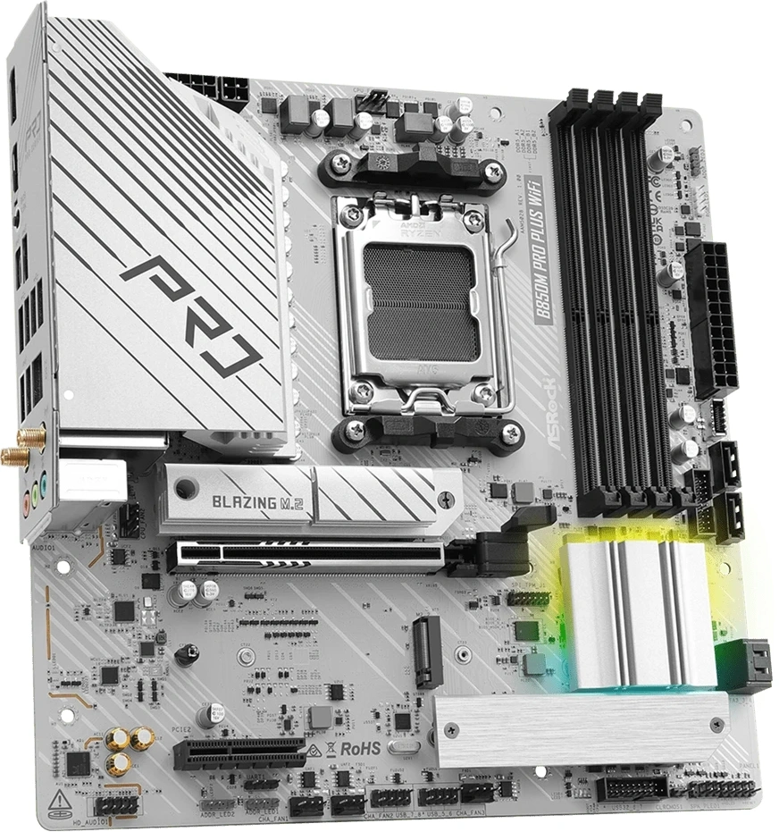 Материнская плата Asrock B850M Pro Plus WiFi Socket AM5 AMD B850 4xDDR5 mATX AC`97 8ch(7.1) 2.5Gg RAID+HDMI+DP — миниатюра 2