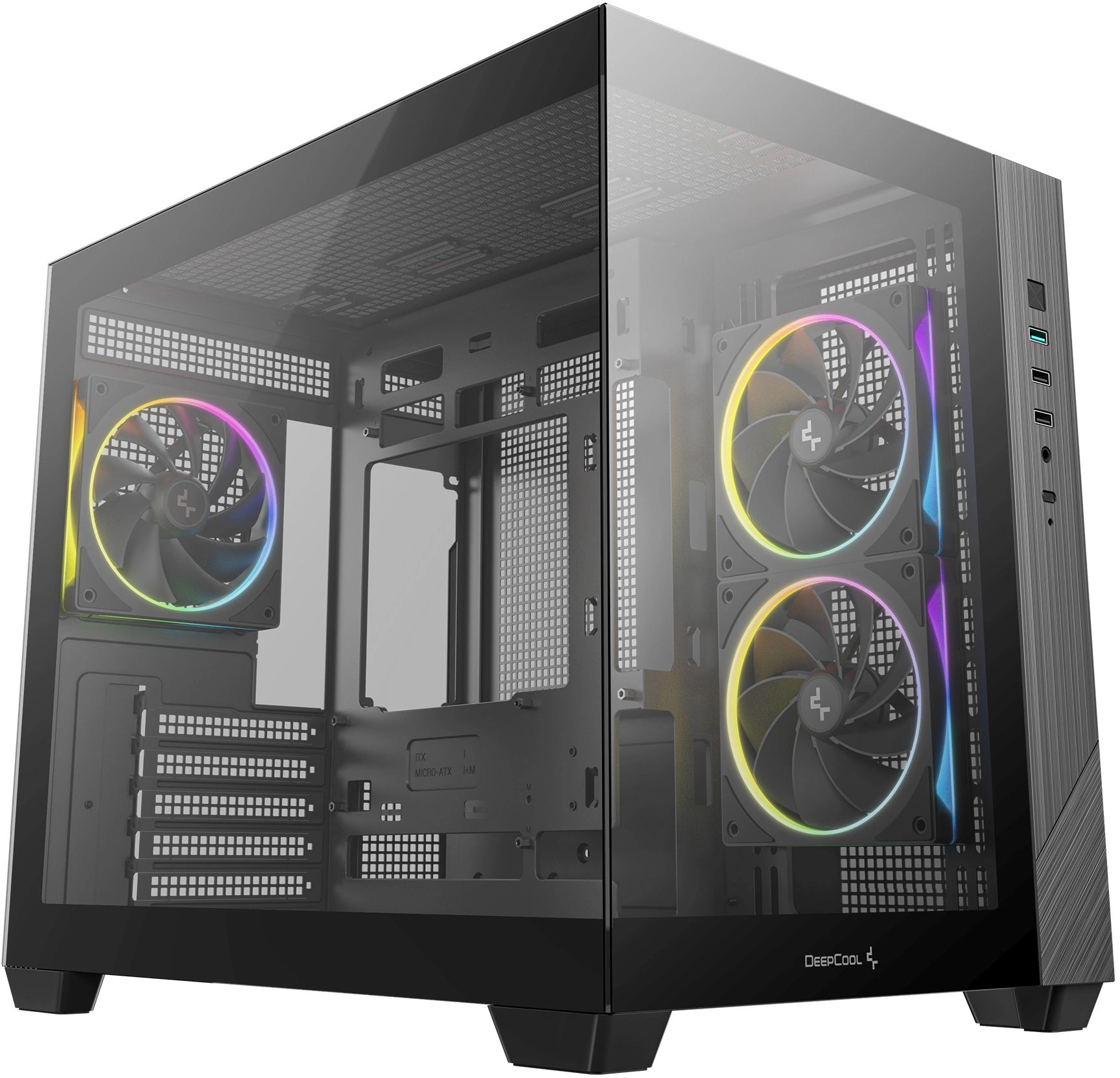Корпус Deepcool CG330 3F черный без БП mATX 6x120mm 4x140mm 2xUSB2.0 1xUSB3.0 audio bott PSU — фото 1