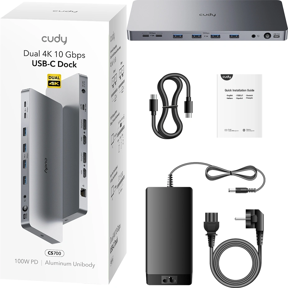 Разветвитель USB-C Cudy CS700 6порт. серебристый — миниатюра 5