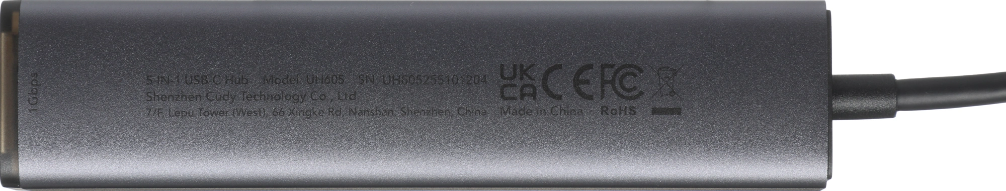 Разветвитель USB-C Cudy UH605 3порт. серый — миниатюра 8
