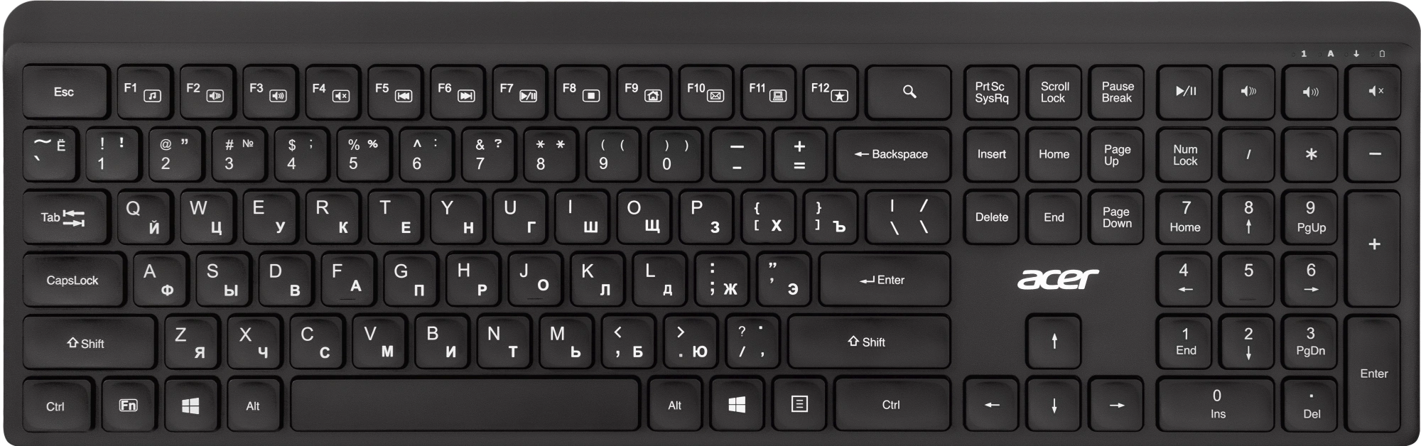 Клавиатура Acer OKR501 черный USB беспроводная Multimedia (ZL.KBD11.00N) — миниатюра 2