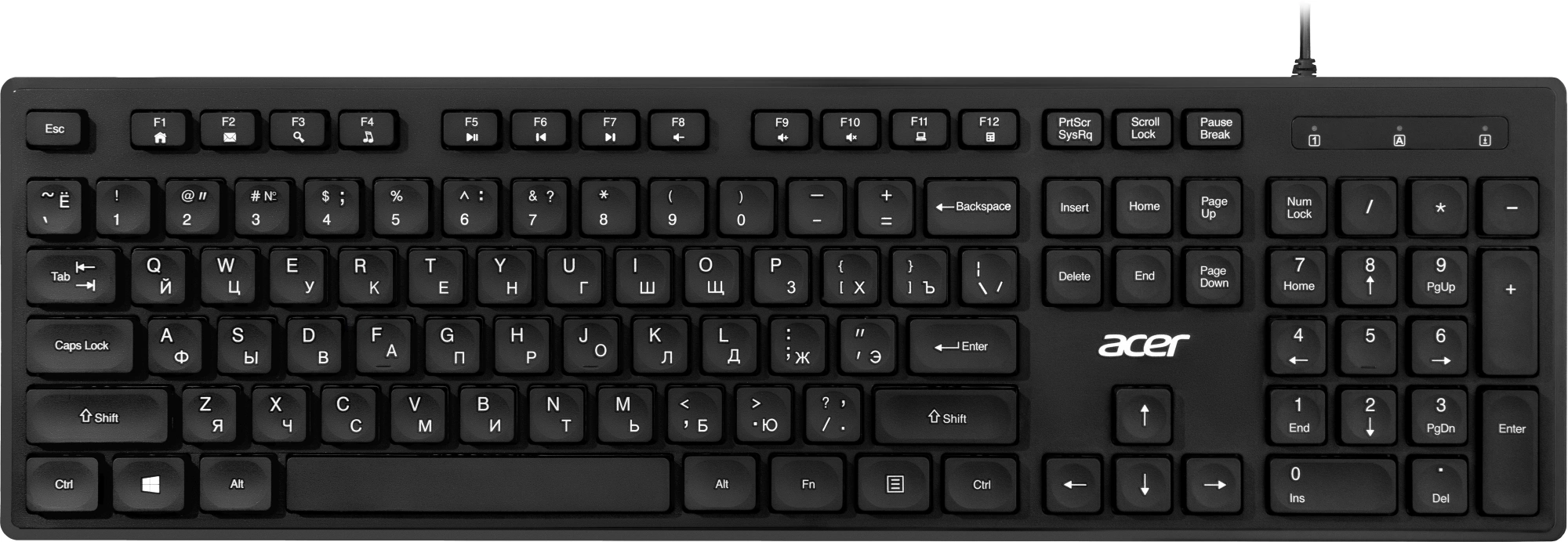 Клавиатура Acer OKW503 черный USB Multimedia (ZL.KBD11.00P) кабель 1.8м — фото 1