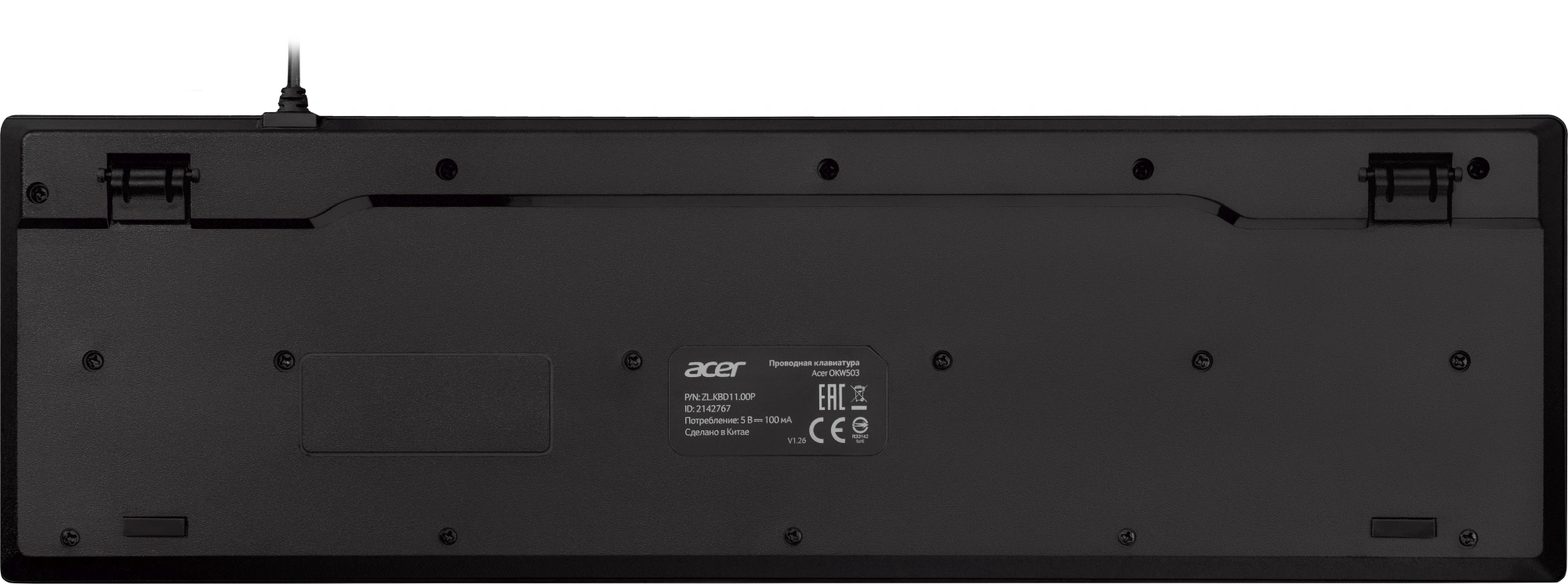 Клавиатура Acer OKW503 черный USB Multimedia (ZL.KBD11.00P) кабель 1.8м — миниатюра 3