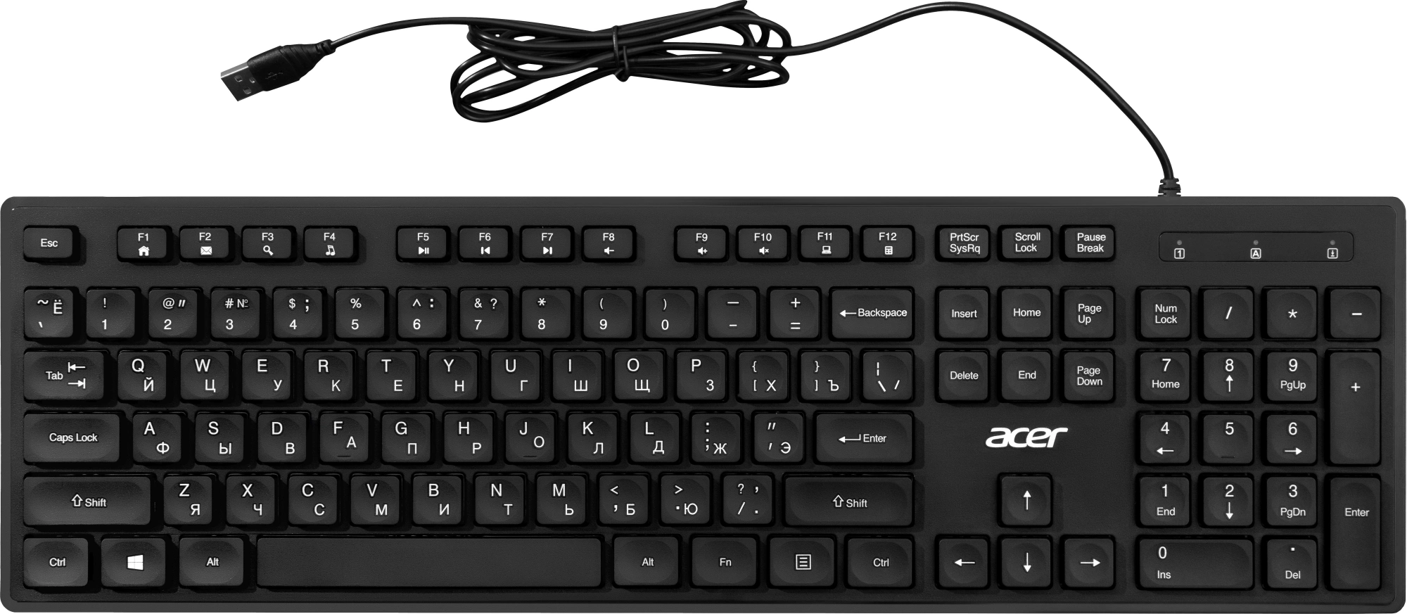 Клавиатура Acer OKW503 черный USB Multimedia (ZL.KBD11.00P) кабель 1.8м — миниатюра 10