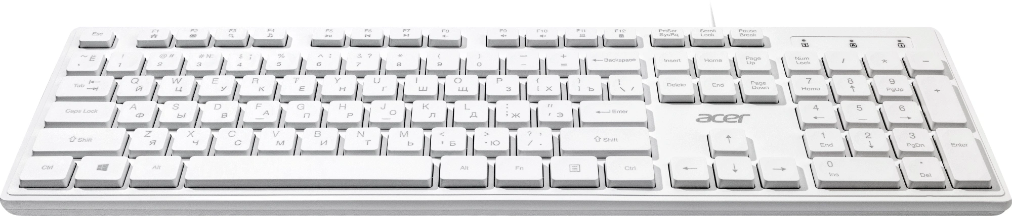 Клавиатура Acer OKW503 белый USB Multimedia (ZL.KBD11.00Q) кабель 1.8м — миниатюра 2