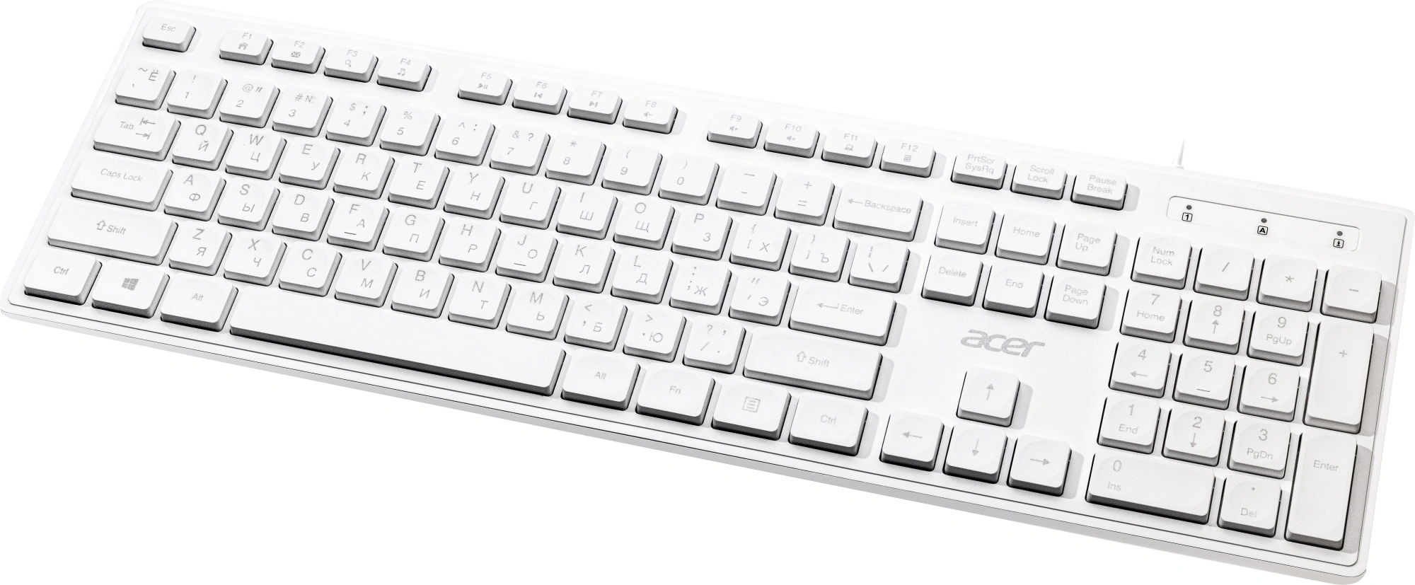 Клавиатура Acer OKW503 белый USB Multimedia (ZL.KBD11.00Q) кабель 1.8м — миниатюра 4