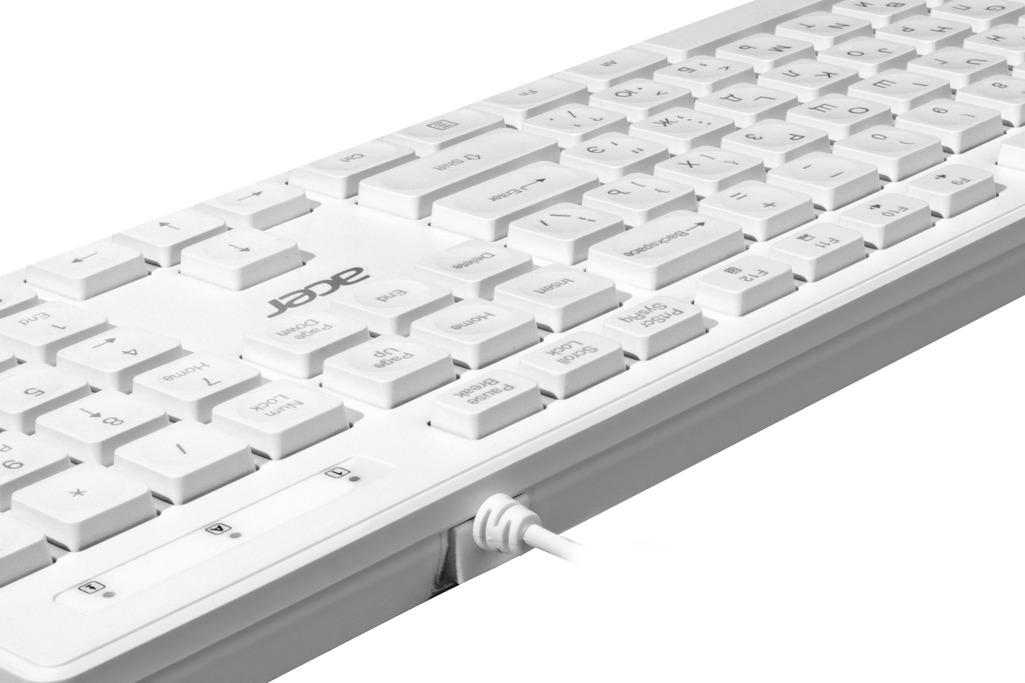 Клавиатура Acer OKW503 белый USB Multimedia (ZL.KBD11.00Q) кабель 1.8м — миниатюра 5