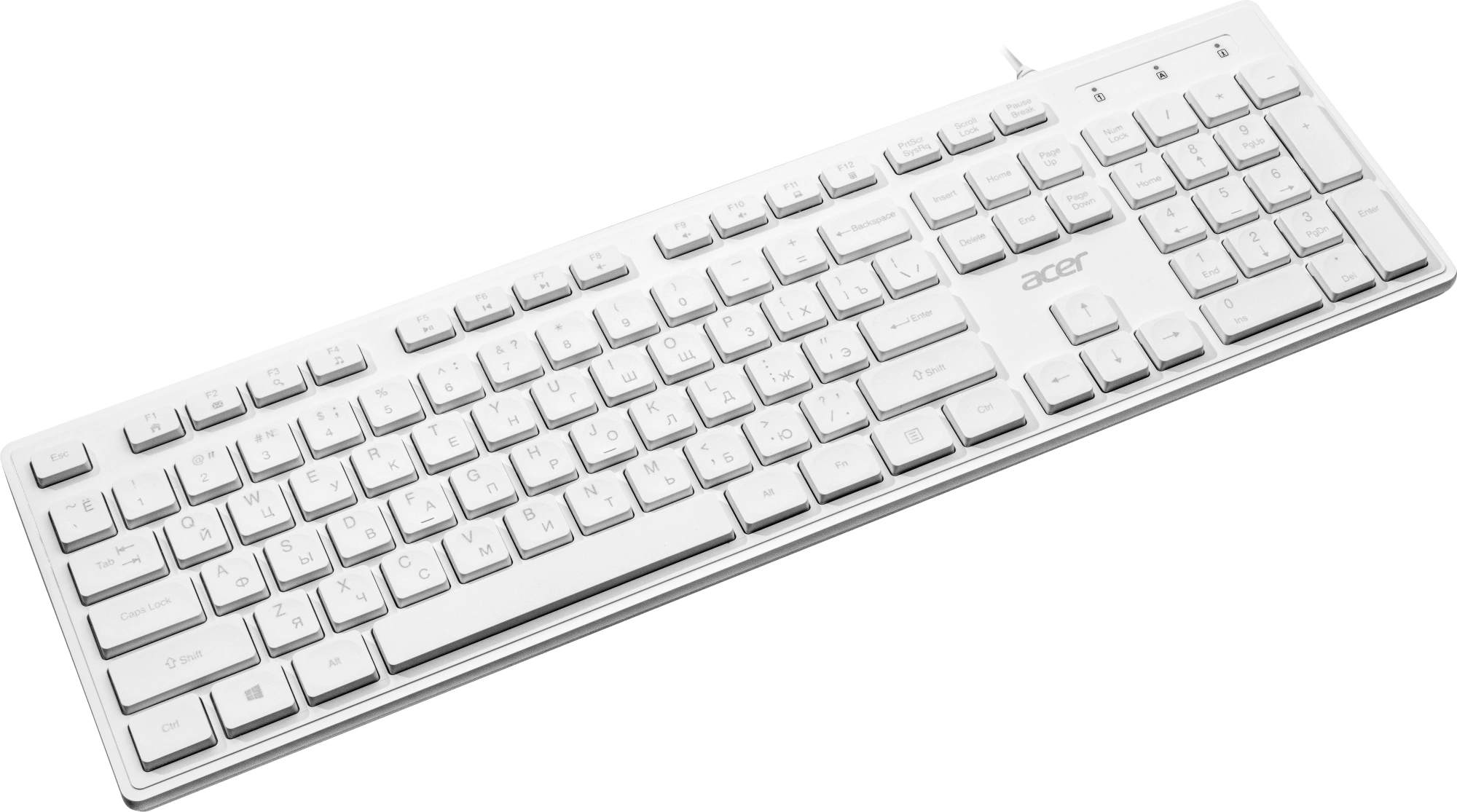 Клавиатура Acer OKW503 белый USB Multimedia (ZL.KBD11.00Q) кабель 1.8м — миниатюра 6