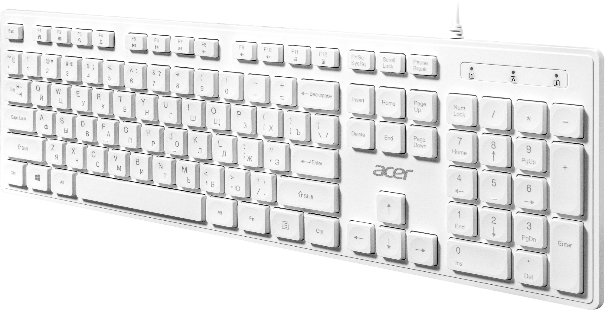 Клавиатура Acer OKW503 белый USB Multimedia (ZL.KBD11.00Q) кабель 1.8м — миниатюра 9