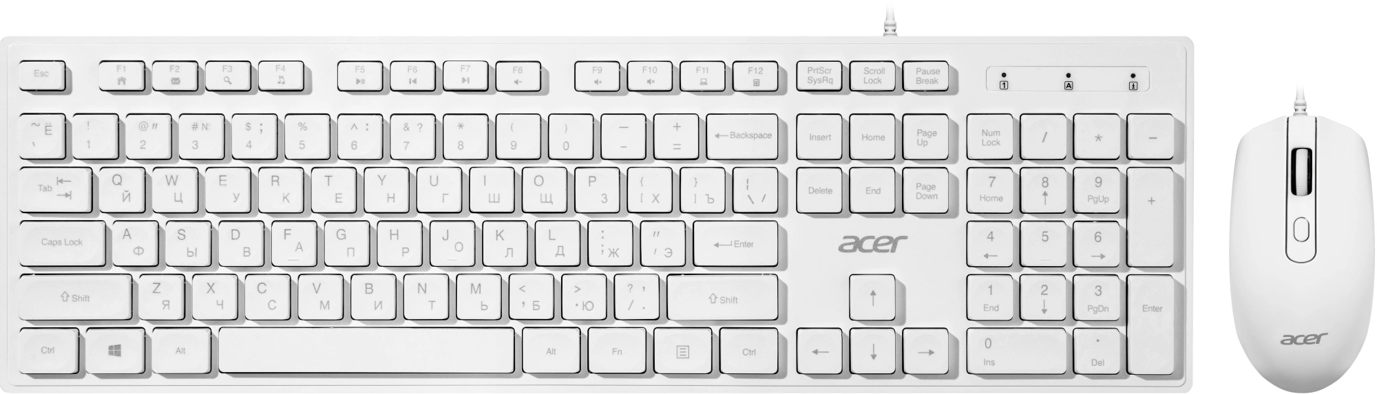 Клавиатура + мышь Acer OCC504 клав:белый мышь:белый USB Multimedia (ZL.ACC11.00N) — фото 1