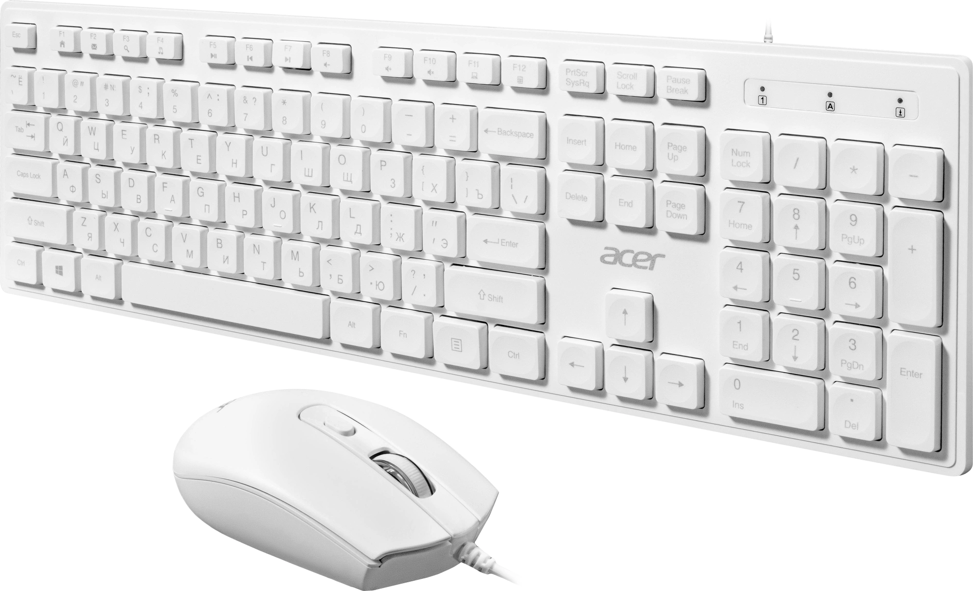 Клавиатура + мышь Acer OCC504 клав:белый мышь:белый USB Multimedia (ZL.ACC11.00N) — миниатюра 2