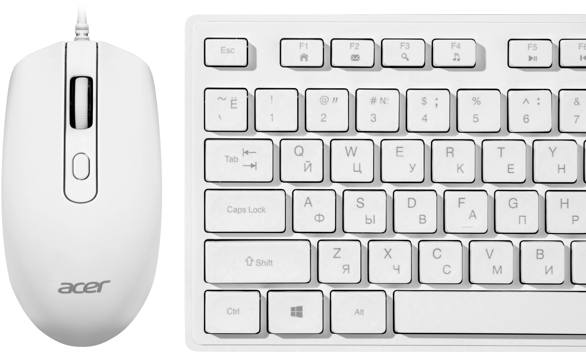 Клавиатура + мышь Acer OCC504 клав:белый мышь:белый USB Multimedia (ZL.ACC11.00N) — миниатюра 5