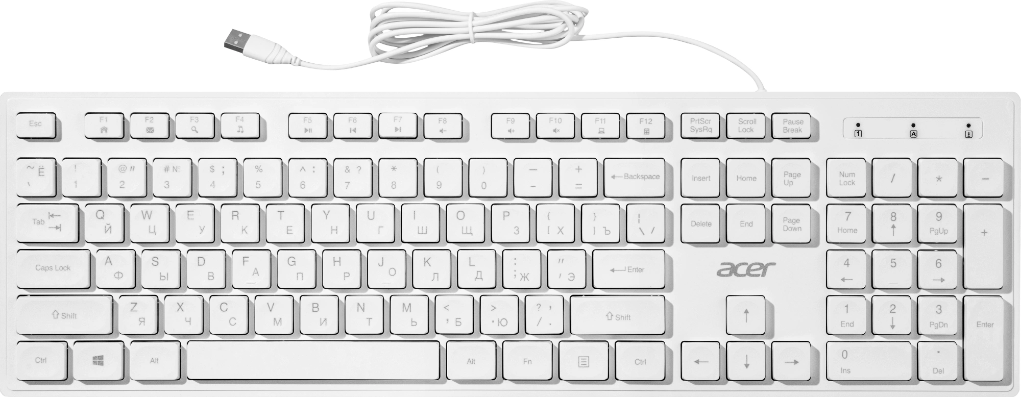 Клавиатура + мышь Acer OCC504 клав:белый мышь:белый USB Multimedia (ZL.ACC11.00N) — миниатюра 6
