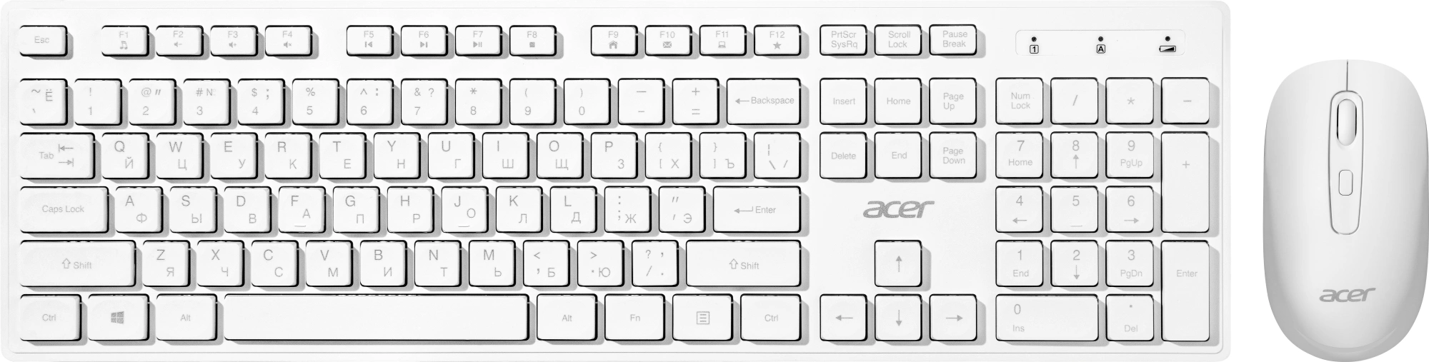 Клавиатура + мышь Acer OCC503 клав:белый мышь:белый USB беспроводная slim Multimedia (ZL.ACC11.00L) — фото 1