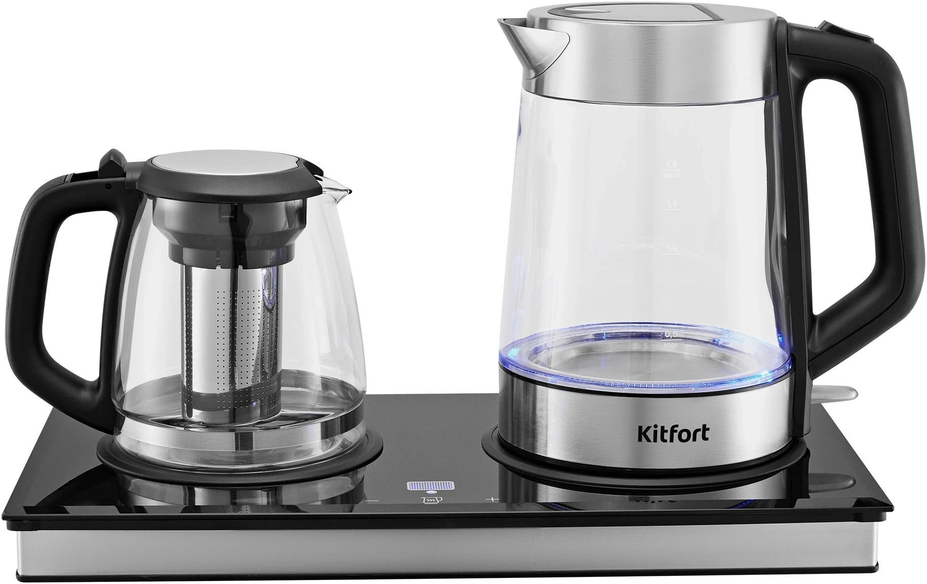 Чайный набор Kitfort КТ-6776 1.8л. 2200Вт черный/нержавеющая сталь корпус: стекло/металл/пластик — миниатюра 8
