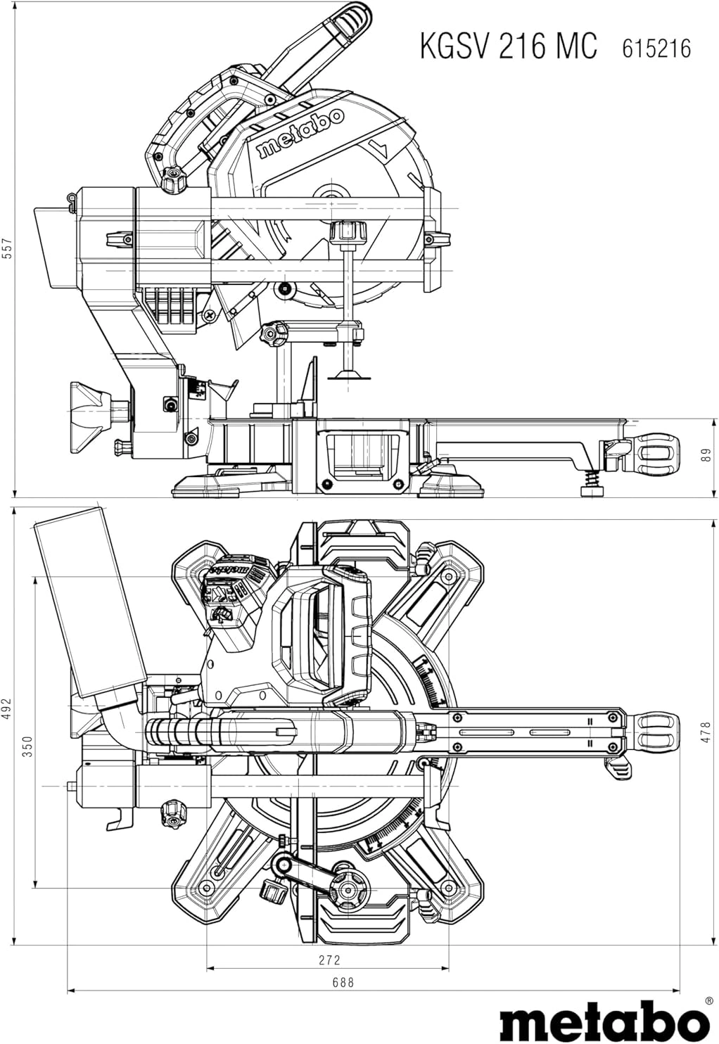 Торцовочная пила Metabo KGSV 216 MC 1500Вт 5300об/мин d=216мм — миниатюра 7