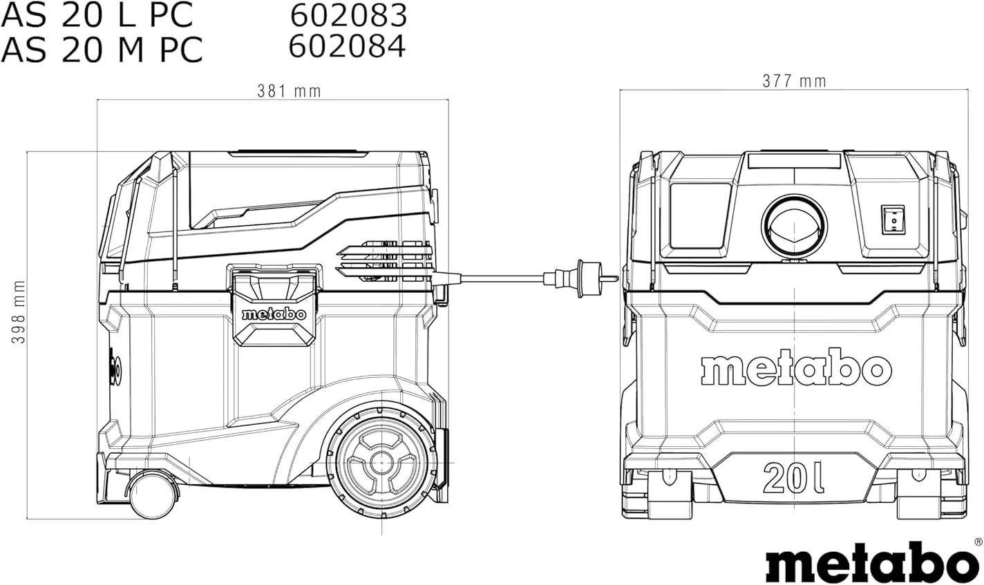 Строительный пылесос Metabo AS 20 L PC 1200Вт зеленый — миниатюра 2