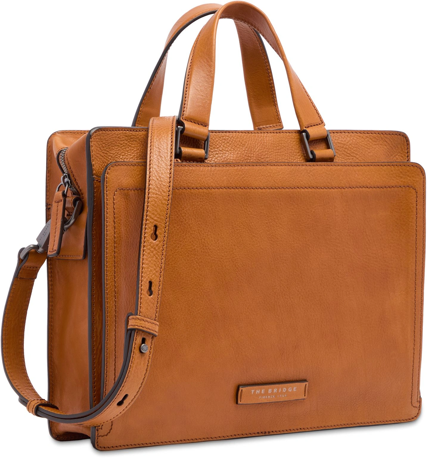 Деловая сумка The Bridge Leone Soft 063026D3/74 с отделением для ноутбука 13" коньячная натур.кожа — миниатюра 2