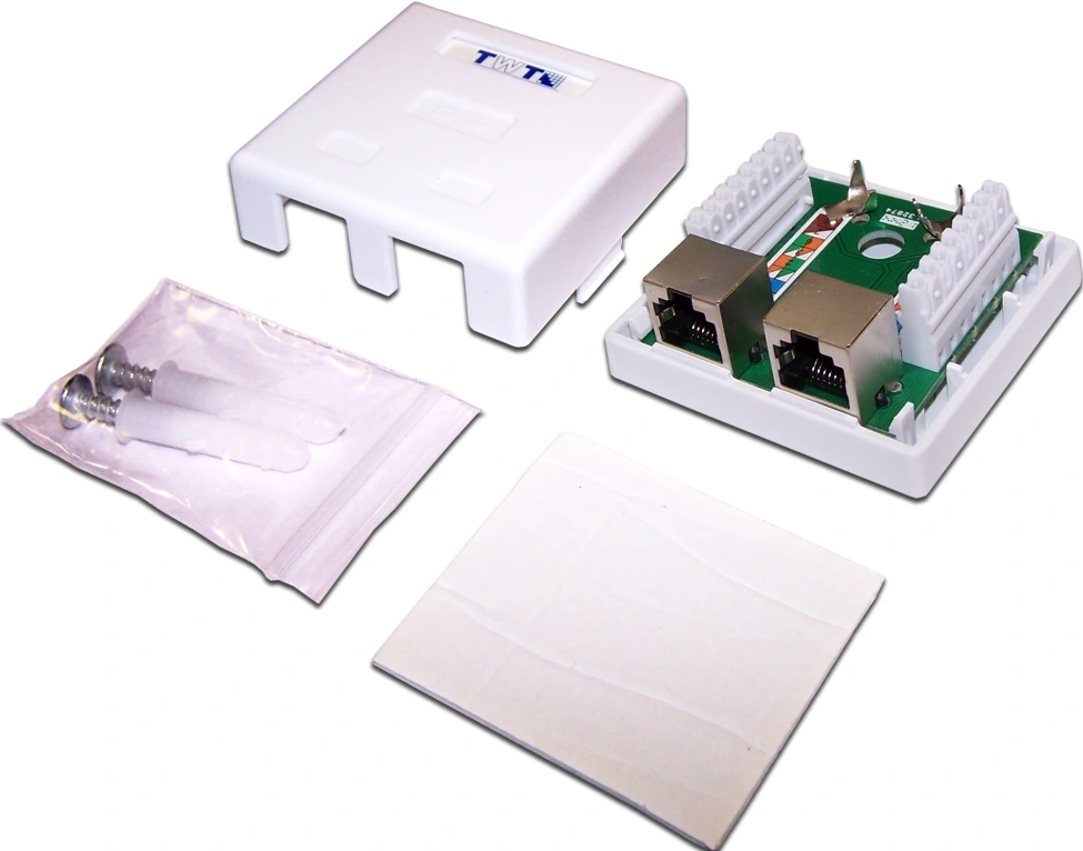 Розетка Lanmaster TWT-SM2-4545/S-WH информ. Keystone RJ45 2 кат.5E STP бел. — фото 1