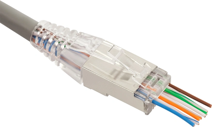 Коннектор Lanmaster (LAN-EZ45-8P8C/S5E-100) STP кат.5E RJ45 серебристый (упак.:100шт) — миниатюра 4