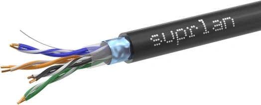 Кабель сетевой информационный Suprlan Premium 01-1039-1 кат.5E F/UTP 4 пары 24AWG нг(А)-HF UV универсальный 305м черный — фото 1