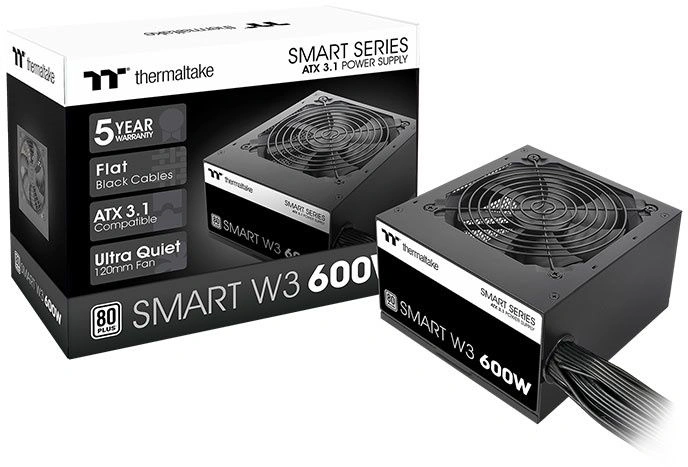 Блок питания Thermaltake ATX 600W Smart W3 Gen.5 80+ white (20+4pin) APFC 120mm fan 4xSATA RTL — миниатюра 6