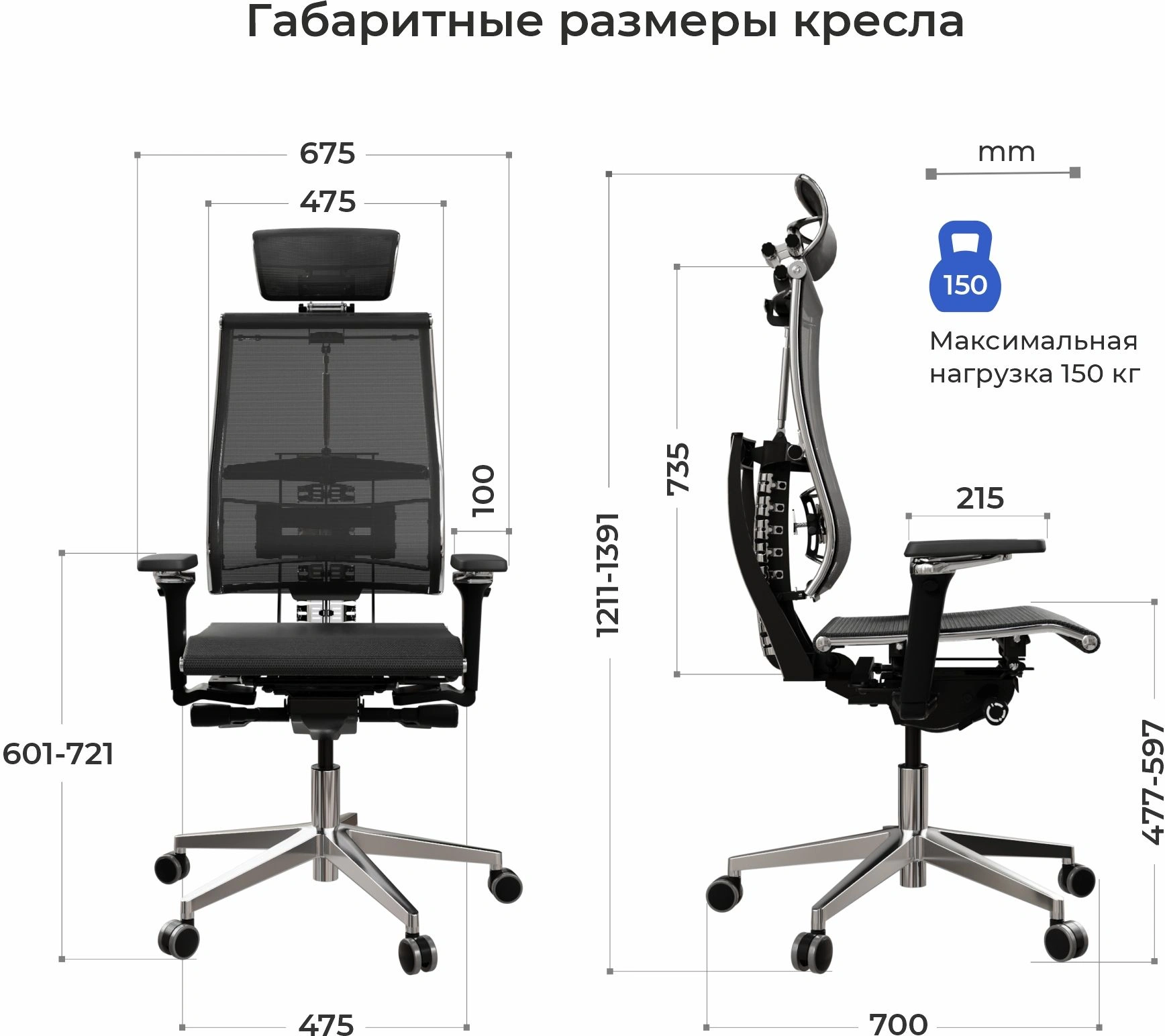 Кресло руководителя эргономичное Метта Yoga 4DF B2-5D - YM93 черный сиденье черный сетка с подголов. крестов. сталь хром — миниатюра 13
