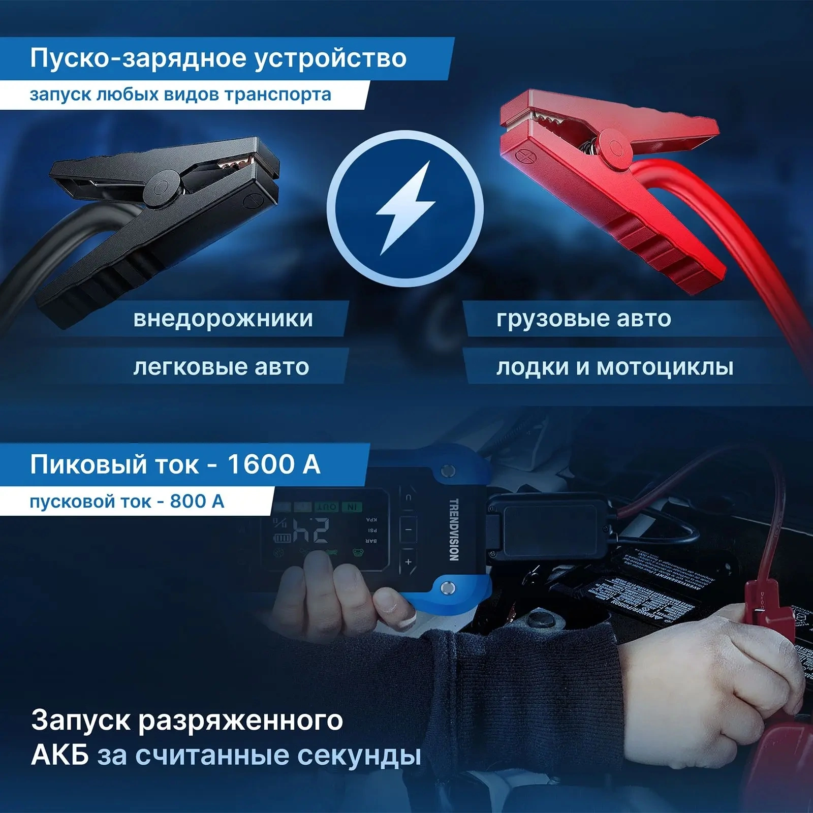 Автомобильный компрессор TrendVision Start Compressor PRO шланг 0.2м — миниатюра 3
