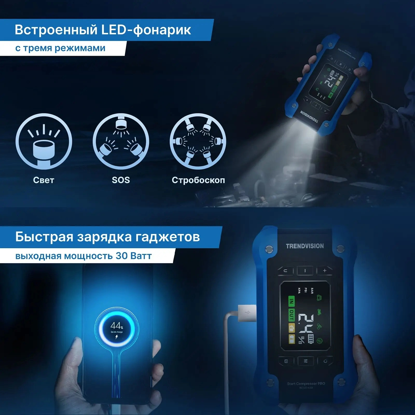 Автомобильный компрессор TrendVision Start Compressor PRO шланг 0.2м — миниатюра 5