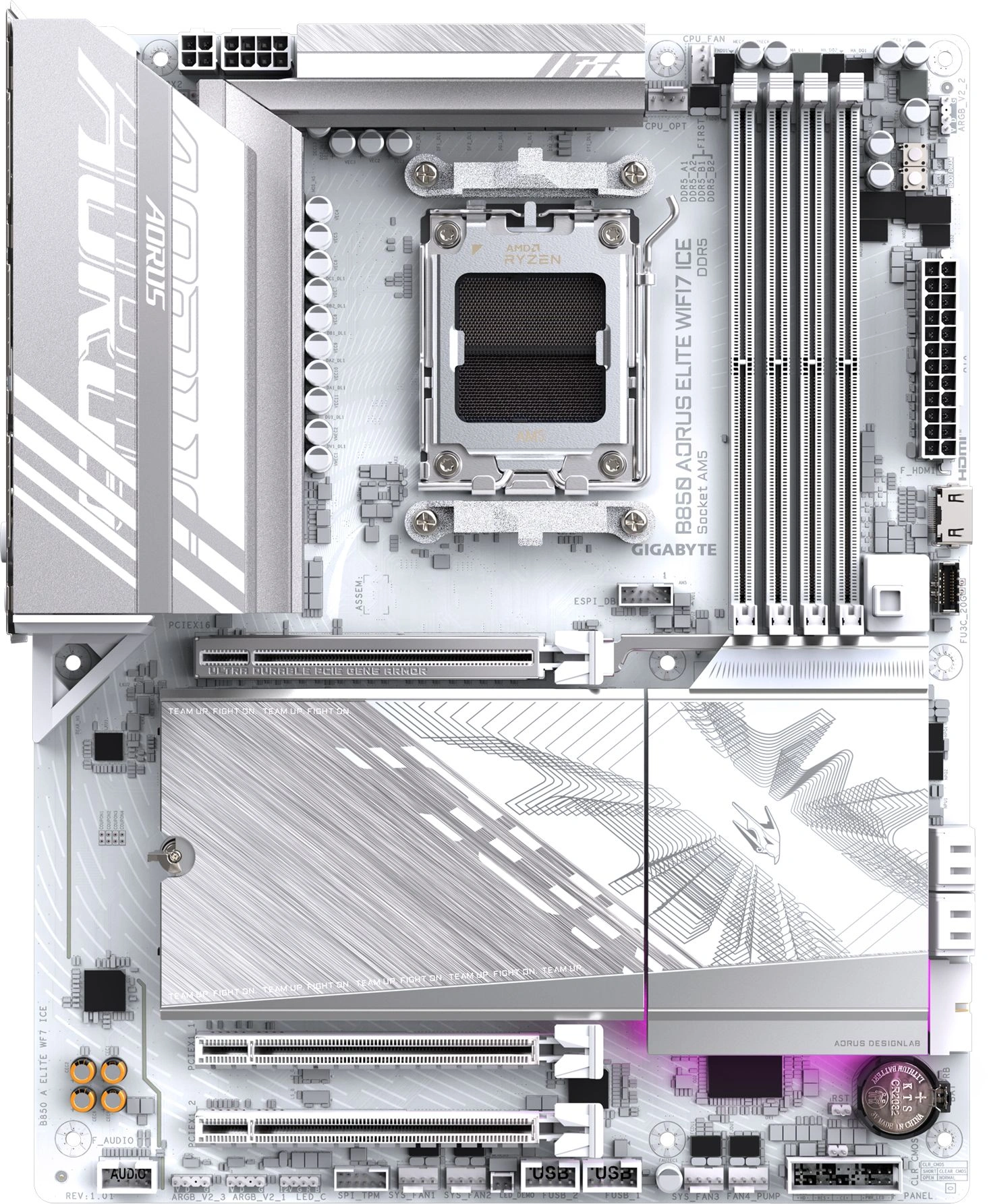 Материнская плата Gigabyte B850 AORUS ELITE WIFI7 ICE Socket AM5 AMD B850 4xDDR5 ATX AC`97 8ch(7.1) 2.5Gg RAID+DP — миниатюра 3
