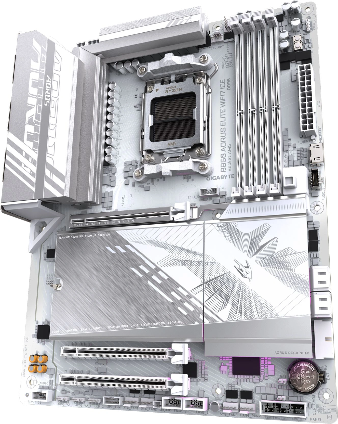 Материнская плата Gigabyte B850 AORUS ELITE WIFI7 ICE Socket AM5 AMD B850 4xDDR5 ATX AC`97 8ch(7.1) 2.5Gg RAID+DP — миниатюра 5