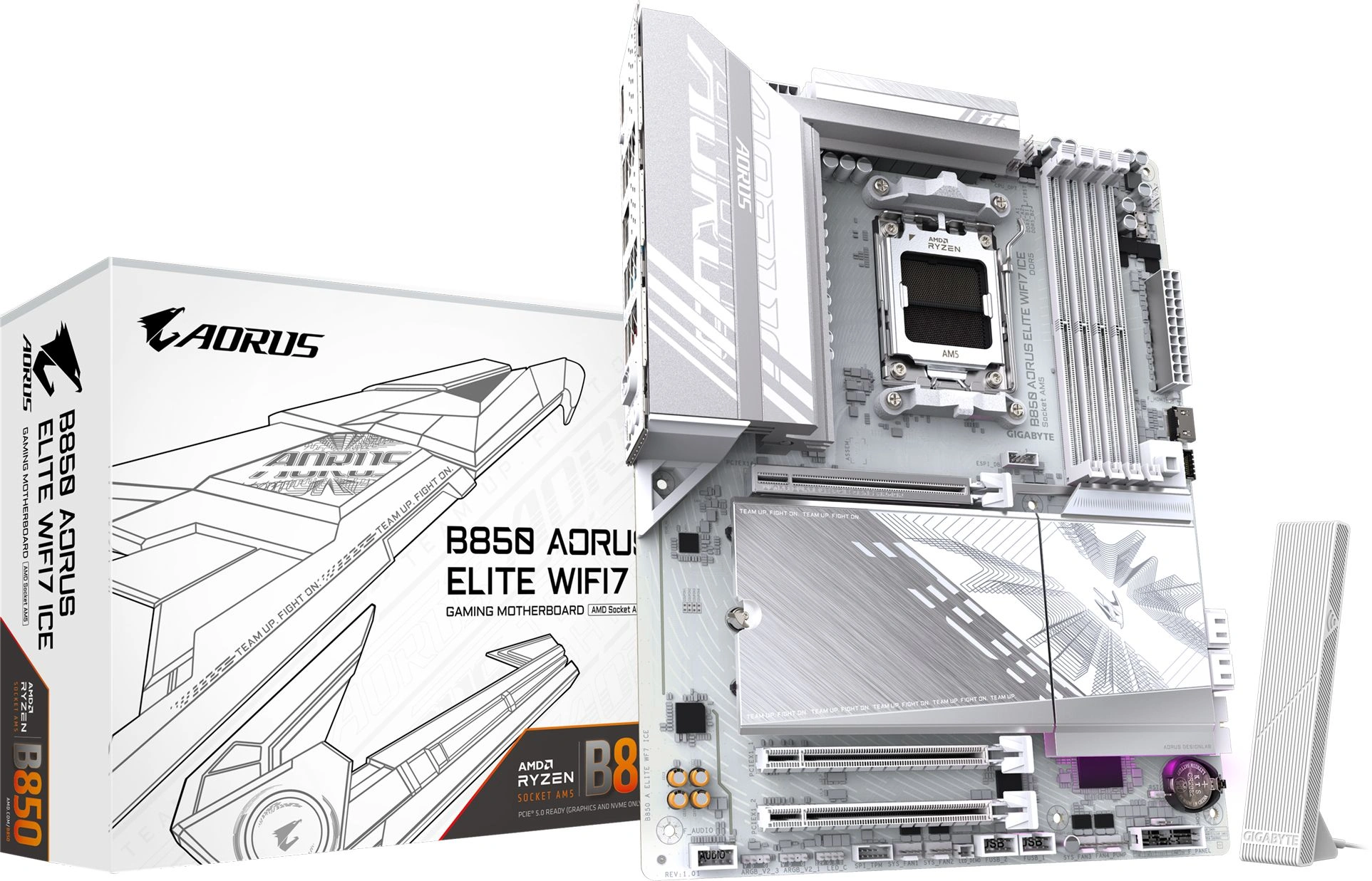 Материнская плата Gigabyte B850 AORUS ELITE WIFI7 ICE Socket AM5 AMD B850 4xDDR5 ATX AC`97 8ch(7.1) 2.5Gg RAID+DP — миниатюра 2