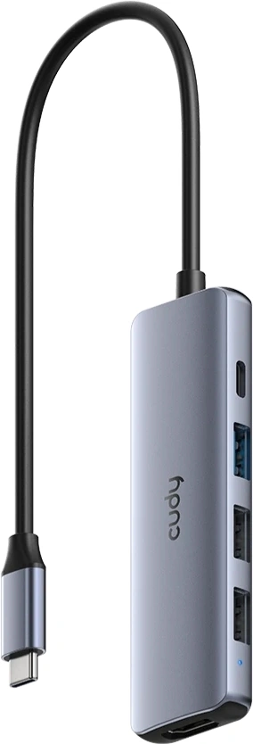 Разветвитель USB-C Cudy UH405 3порт. серебристый — фото 1