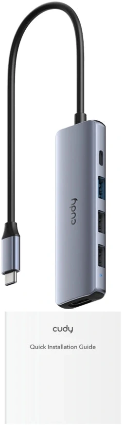 Разветвитель USB-C Cudy UH405 3порт. серебристый — миниатюра 2