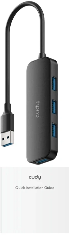 Разветвитель USB 3.0 Cudy UH40A 4порт. черный — миниатюра 2
