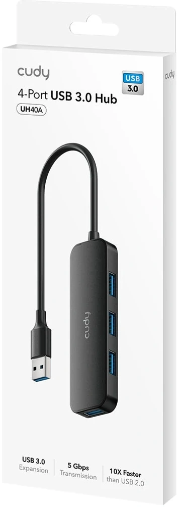 Разветвитель USB 3.0 Cudy UH40A 4порт. черный — миниатюра 3