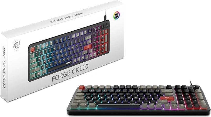 Клавиатура MSI GK110 черный/серый USB Multimedia for gamer LED (S11-04RU258-HH9) кабель 1.5м — миниатюра 3