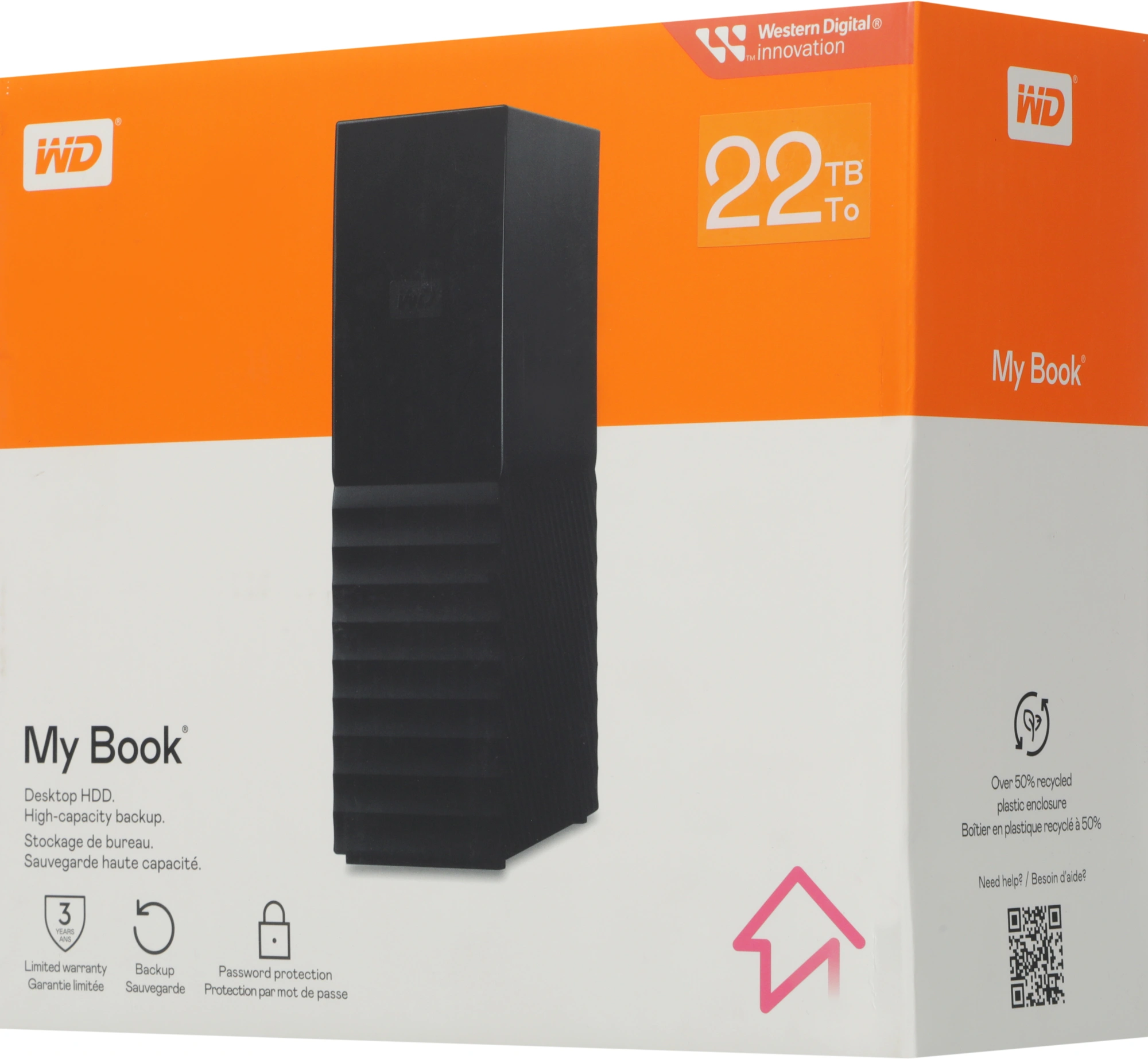 Жесткий диск WD USB3.0 22TB WDBBGB0220HBK-EESN My Book 3.5" черный — миниатюра 6