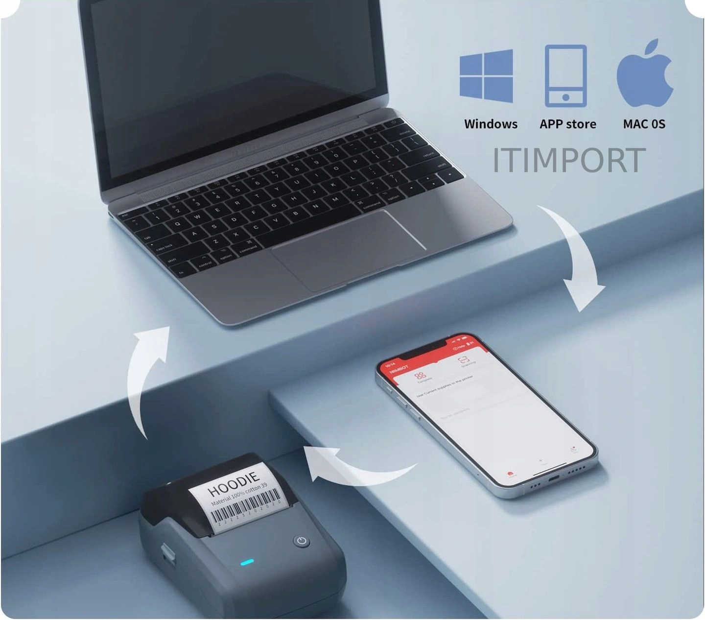 Термопринтер Niimbot B1 Space Blue (1746799) 203dpi 50мм/с/USB/BT для печ.этик. голубой — миниатюра 7