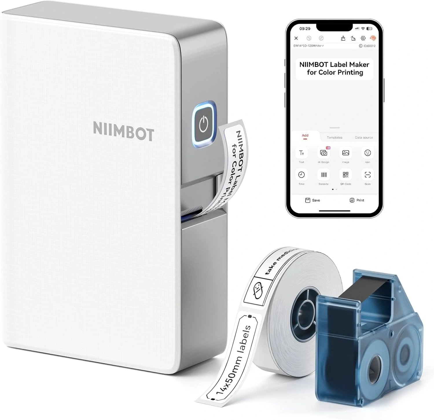 Термопринтер Niimbot N1 (1746888) 203dpi 40мм/с/USB/BT для печ.этик. белый — миниатюра 3