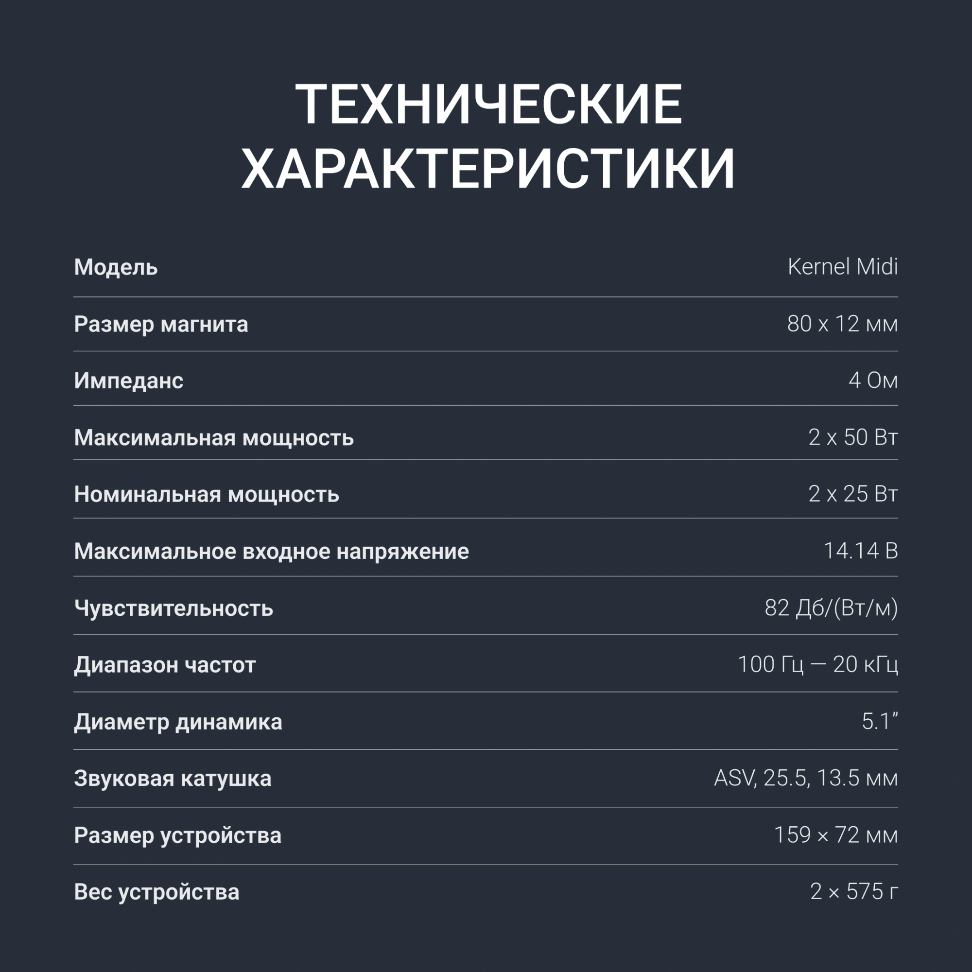 Колонки автомобильные Digma KERNEL MIDI 100Вт 82дБ 4Ом 13см (5дюйм) (ком.:2кол.) коаксиальные двухполосные — миниатюра 13