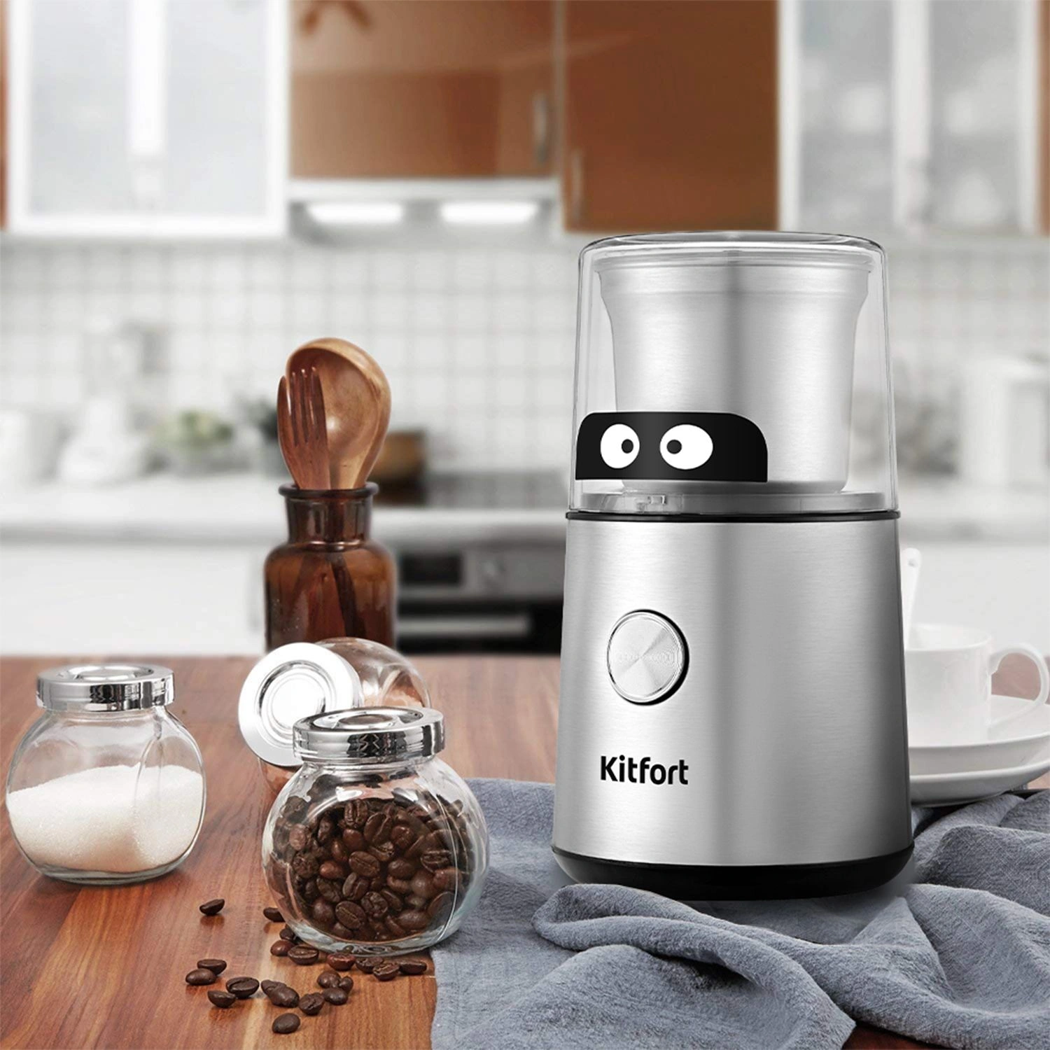 Кофемолка Kitfort КТ-7123 200Вт сист.помол.:ротац.нож вместим.:85гр нержавеющая сталь — миниатюра 4