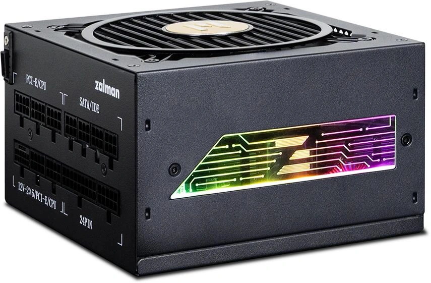 Блок питания Zalman ATX 850W ZM850-TMX2 VIEW Gen.5 80+ gold 24pin APFC 120mm fan color LED 12xSATA Cab Manag RTL — фото 1